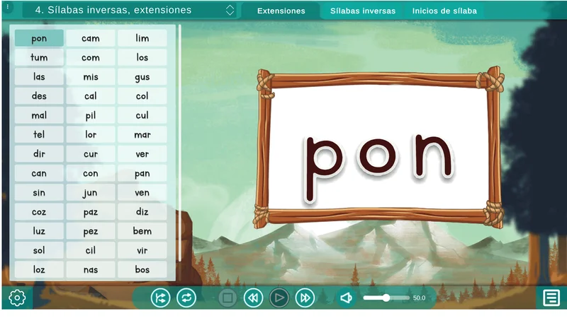 A visual and auditory tool that reinforces phonetic learning in each module.