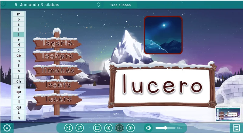 A visual and auditory tool that reinforces phonetic learning in each module.