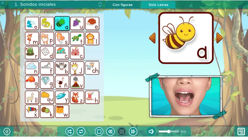 A visual and auditory tool that reinforces phonetic learning in each module.