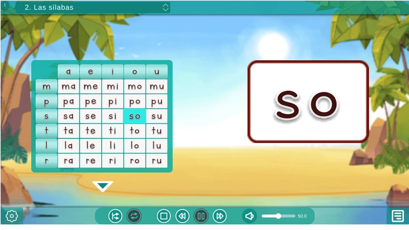 A visual and auditory tool that reinforces phonetic learning in each module.