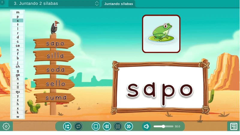 A visual and auditory tool that reinforces phonetic learning in each module.