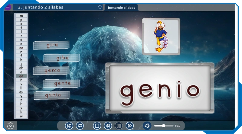 A visual and auditory tool that reinforces phonetic learning in each module.